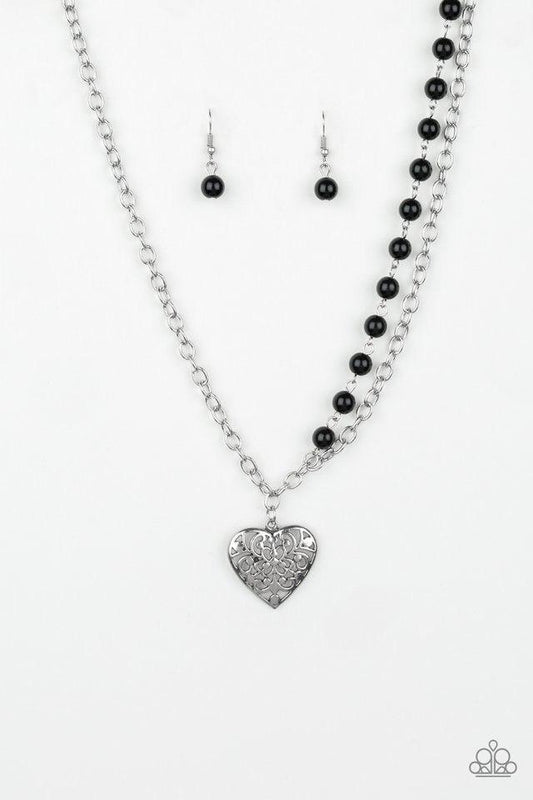 Paparazzi Necklace ~ Forever In My Heart - Black