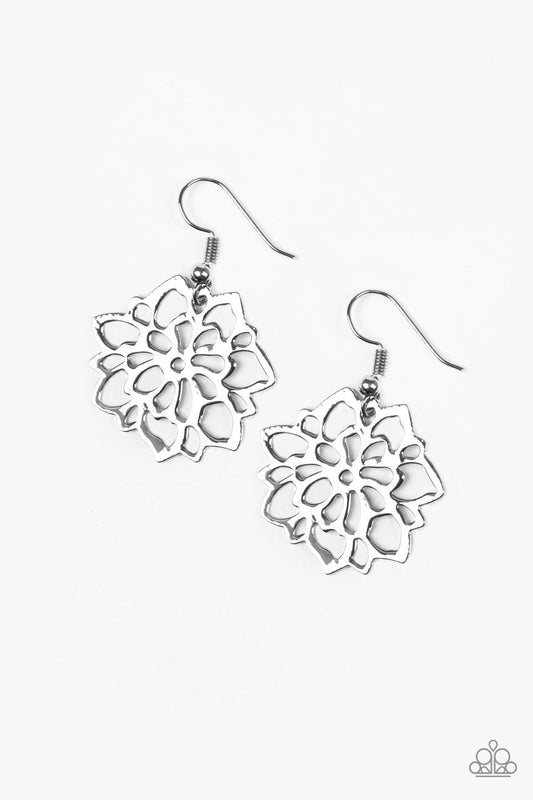 Paparazzi Earring ~ Darling Dahlia - Silver