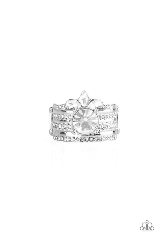 Top Dollar Bling - White - Paparazzi Ring Image