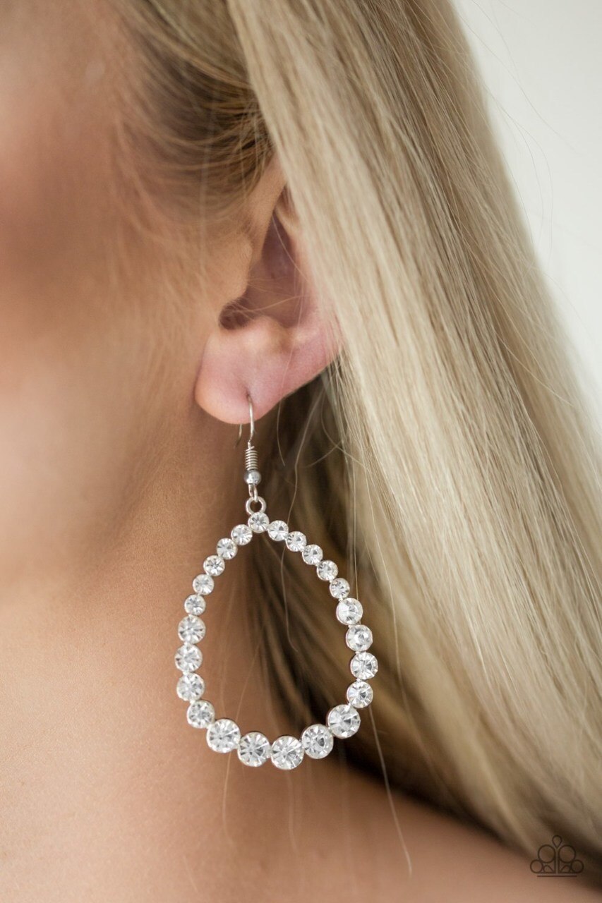 Paparazzi Earrings - Rise and Sparkle - White