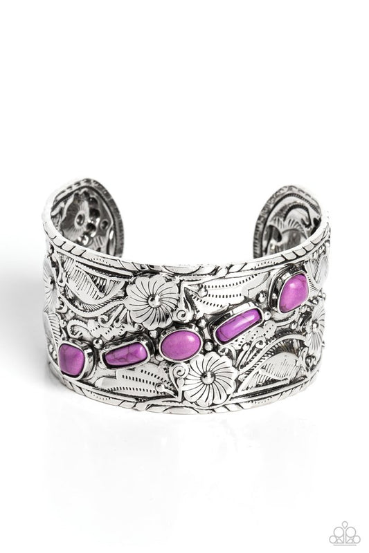 Still FLORAL Stones - Purple - Paparazzi Bracelet Image
