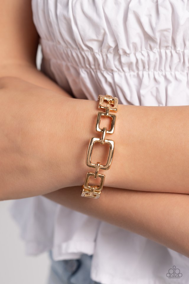 Square Inch - Gold - Paparazzi Bracelet Image