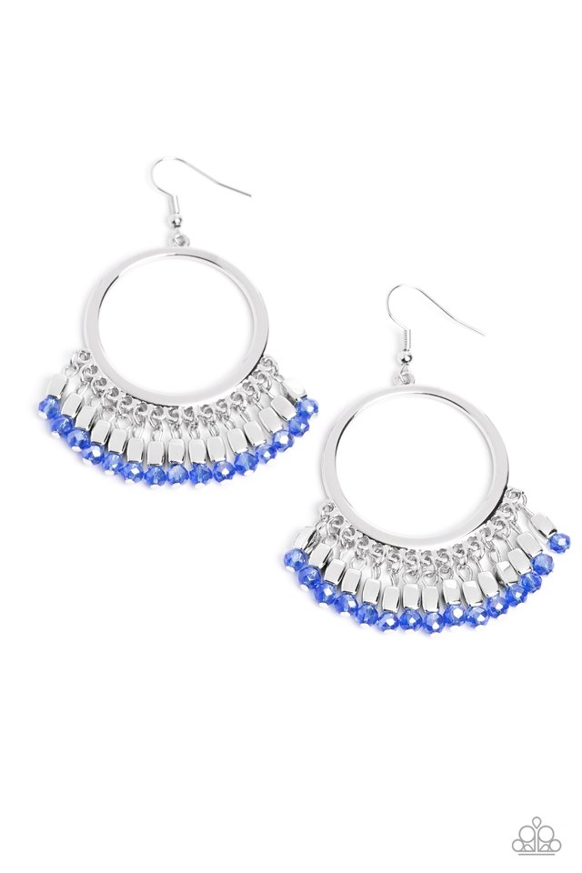 Fringe Fanfare - Blue - Paparazzi Earring Image