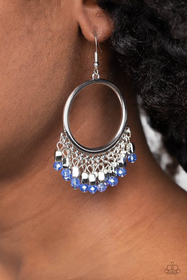 Fringe Fanfare - Blue - Paparazzi Earring Image