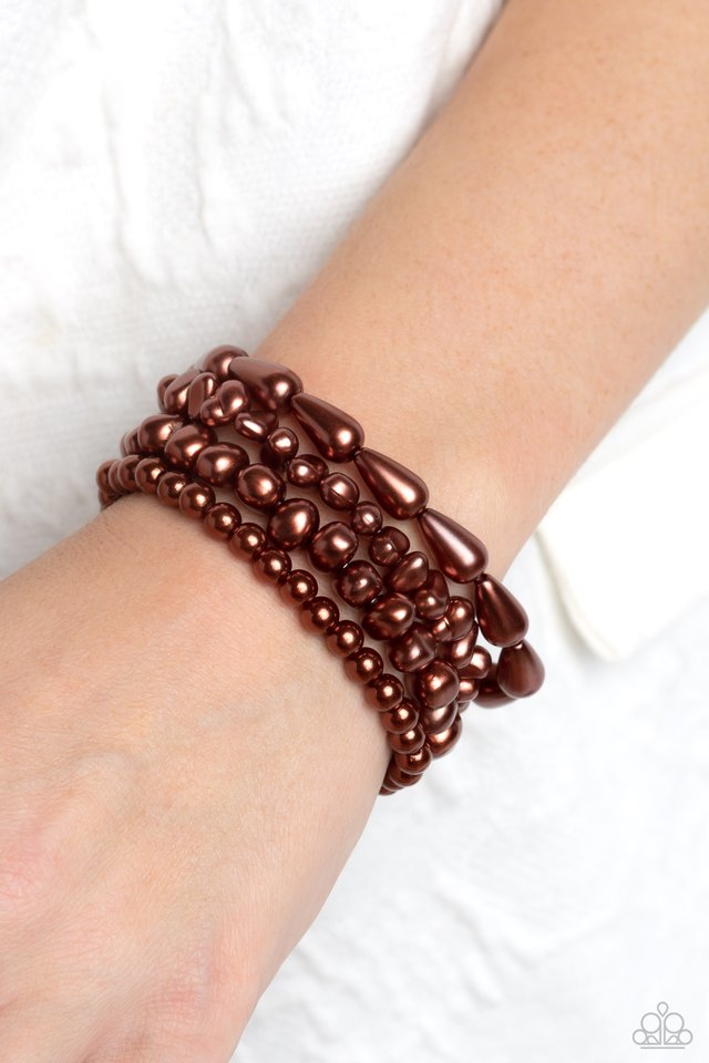 Gossip PEARL - Brown - Paparazzi Bracelet Image