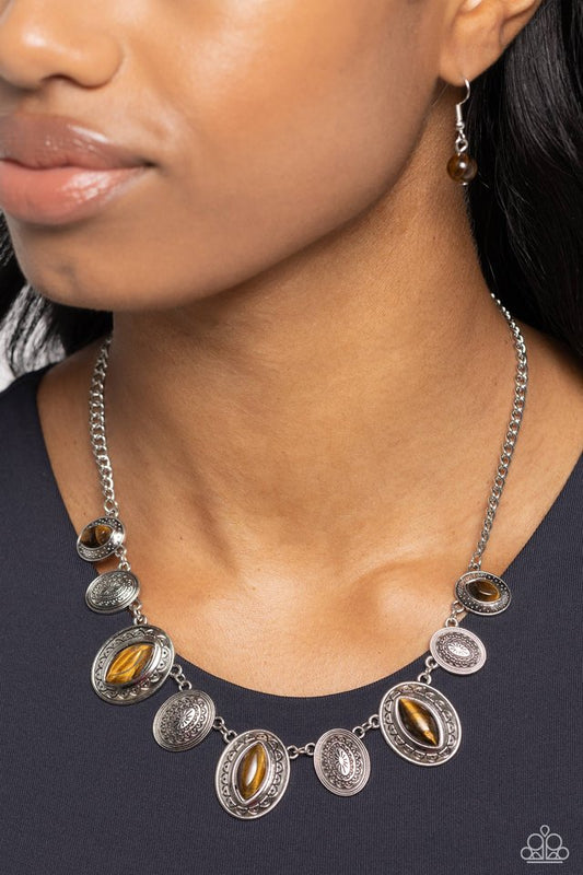 Textured Trailblazer - Brown - Paparazzi Necklace Image