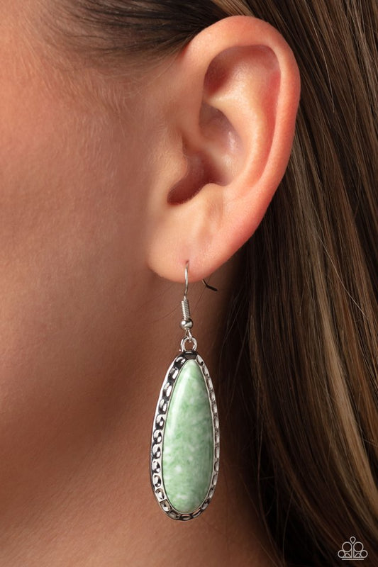 TEARDROP-Dead Dynasty - Green - Paparazzi Earring Image