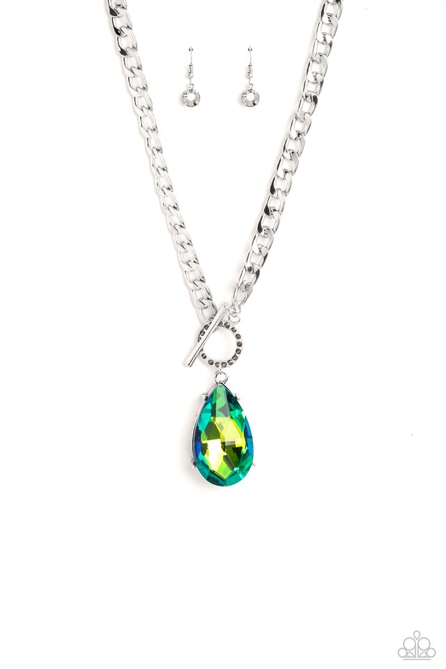 Edgy Exaggeration - Green - Paparazzi Necklace Image