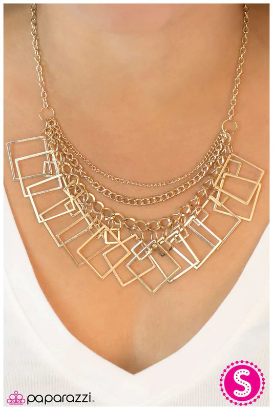 Paparazzi Necklace ~ On The Quad - Gold