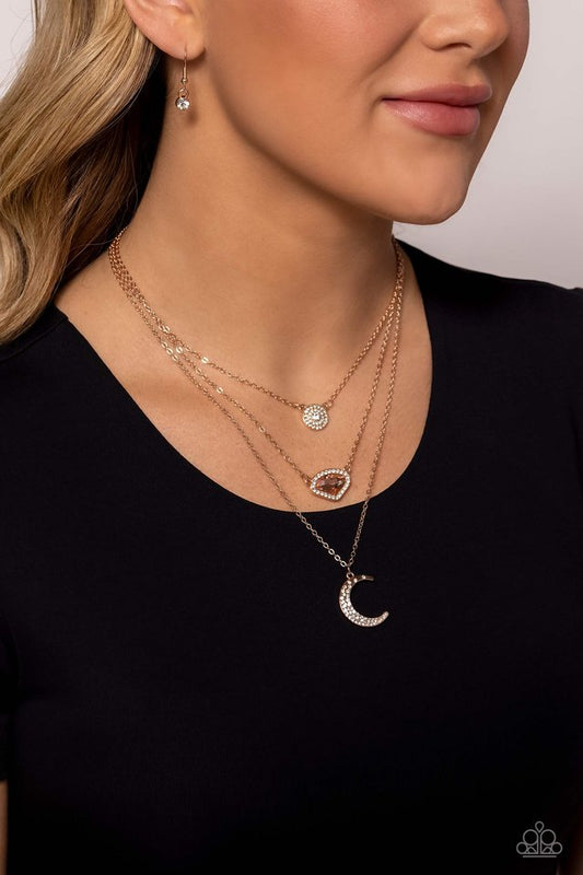 Lunar Lineup - Rose Gold - Paparazzi Necklace Image