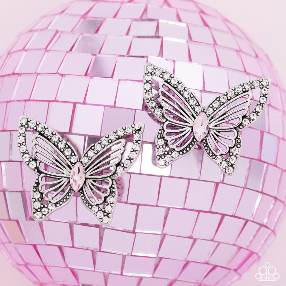 Paparazzi Earring ~ Wispy Wings - Pink