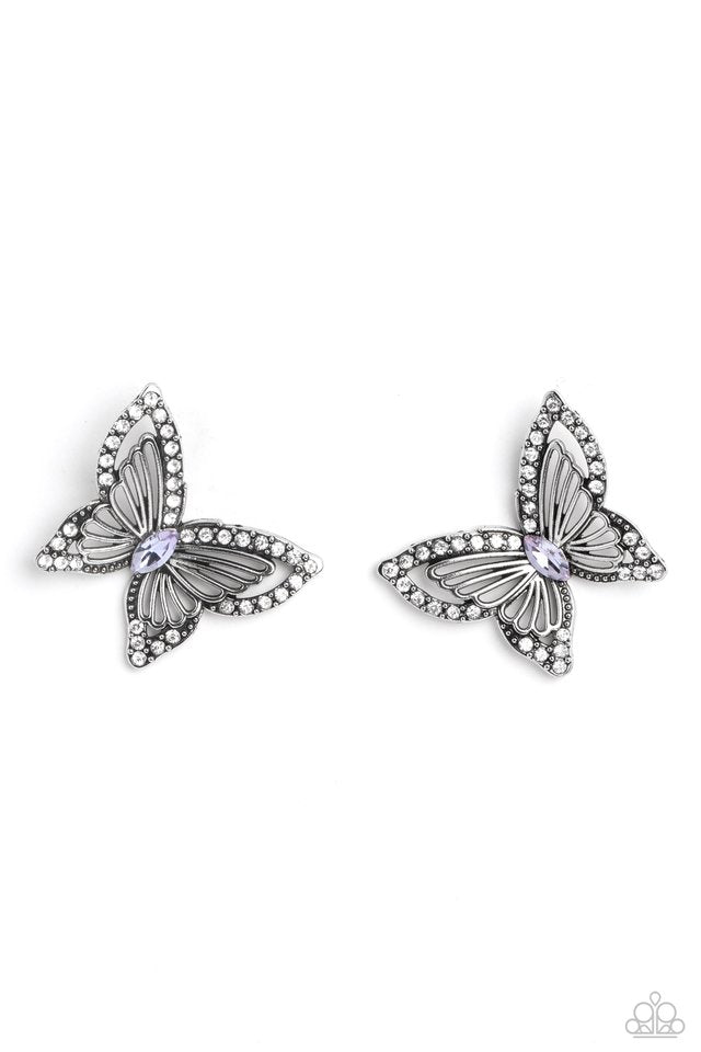 Wispy Wings - Purple - Paparazzi Earring Image