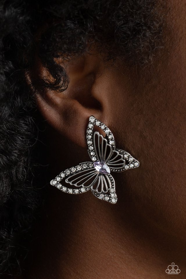 Wispy Wings - Purple - Paparazzi Earring Image