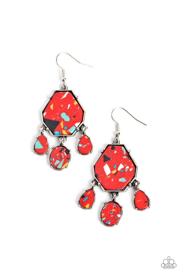 Organic Optimism - Red - Paparazzi Earring Image