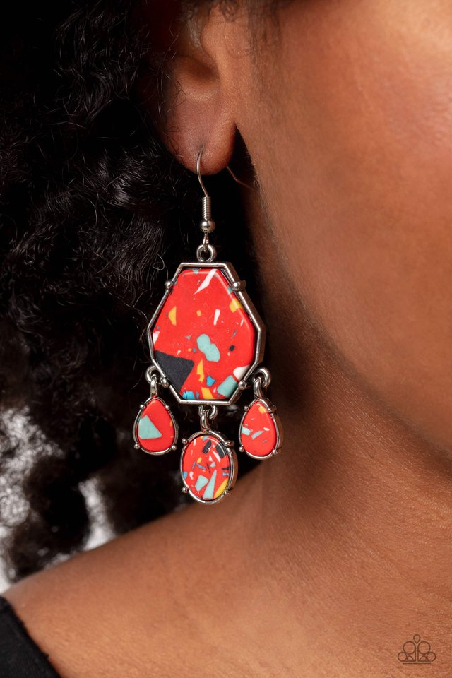 Organic Optimism - Red - Paparazzi Earring Image