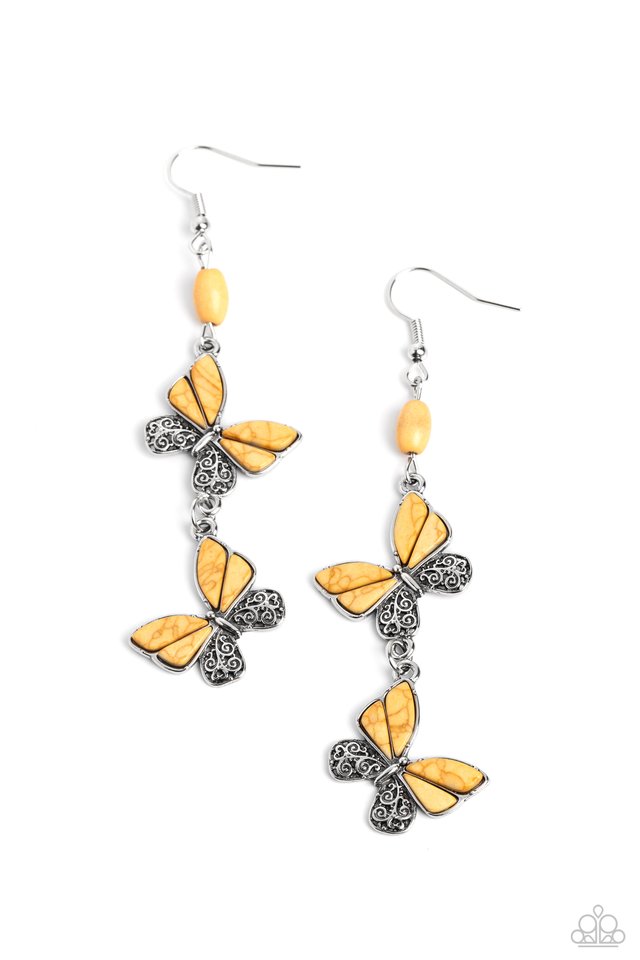 Spirited Soar - Yellow - Paparazzi Earring Image