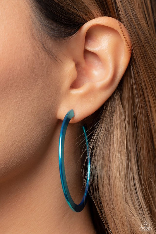 Pop HOOP - Blue - Paparazzi Earring Image