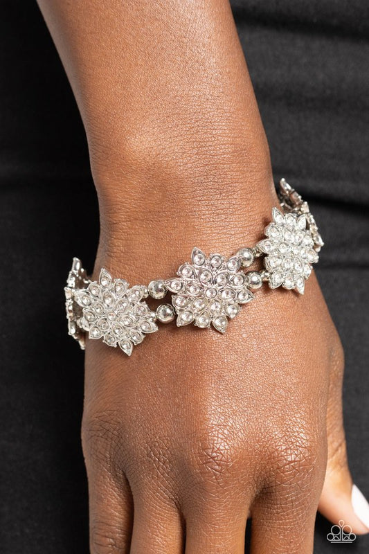 Scintillating Snowflakes - White - Paparazzi Bracelet Image