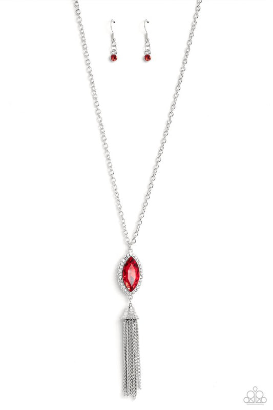 Tassel Tabloid - Red - Paparazzi Necklace Image