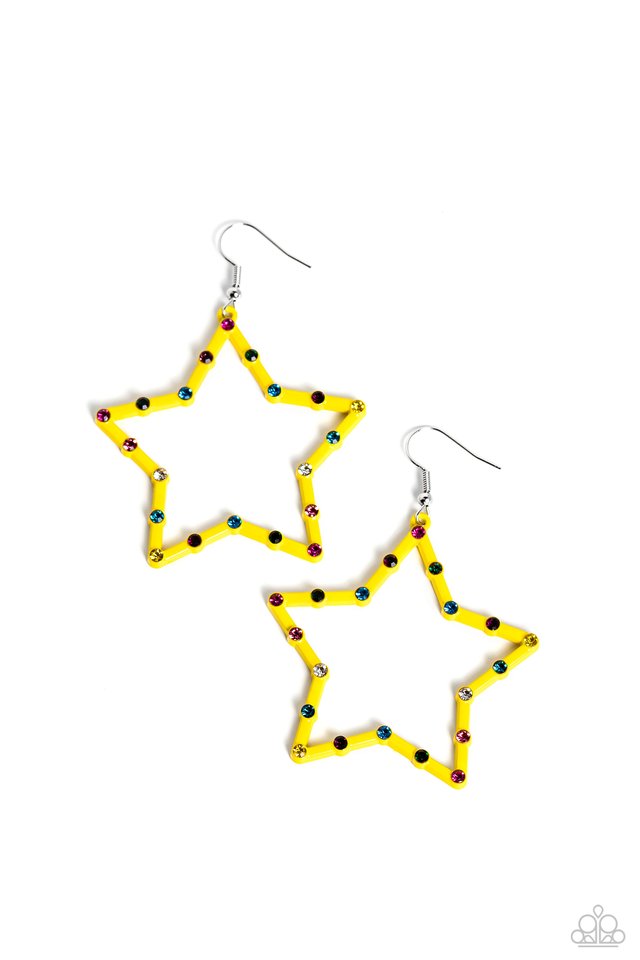 Confetti Craze - Yellow - Paparazzi Earring Image