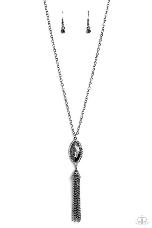 Tassel Tabloid - Black - Paparazzi Necklace Image