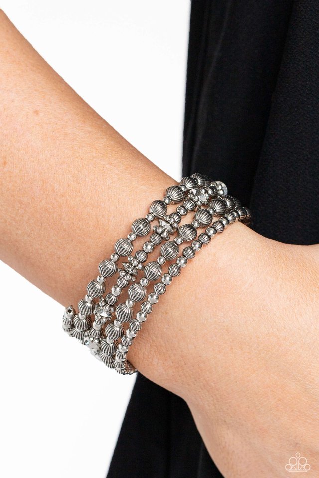 Striped Stack - Silver - Paparazzi Bracelet Image