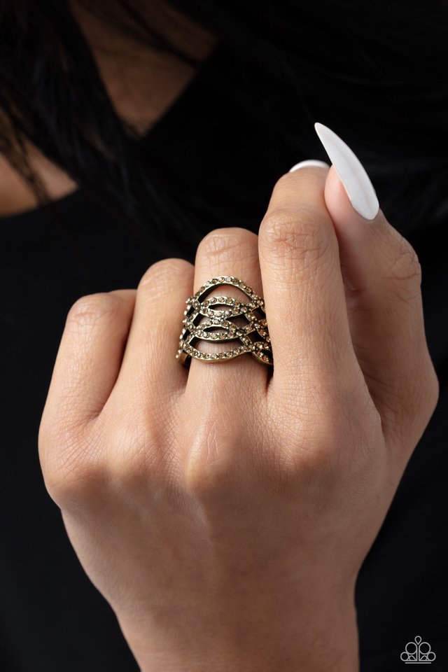 Interlocked Impression - Brass - Paparazzi Ring Image