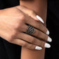Interlocked Impression - Black - Paparazzi Ring Image