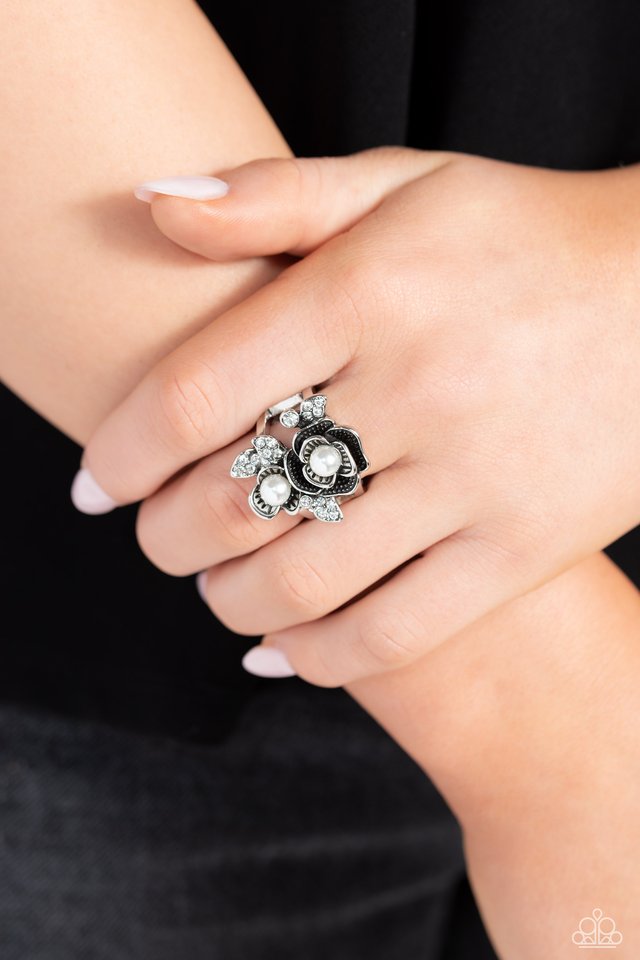Fine-BLOOMING - White - Paparazzi Ring Image