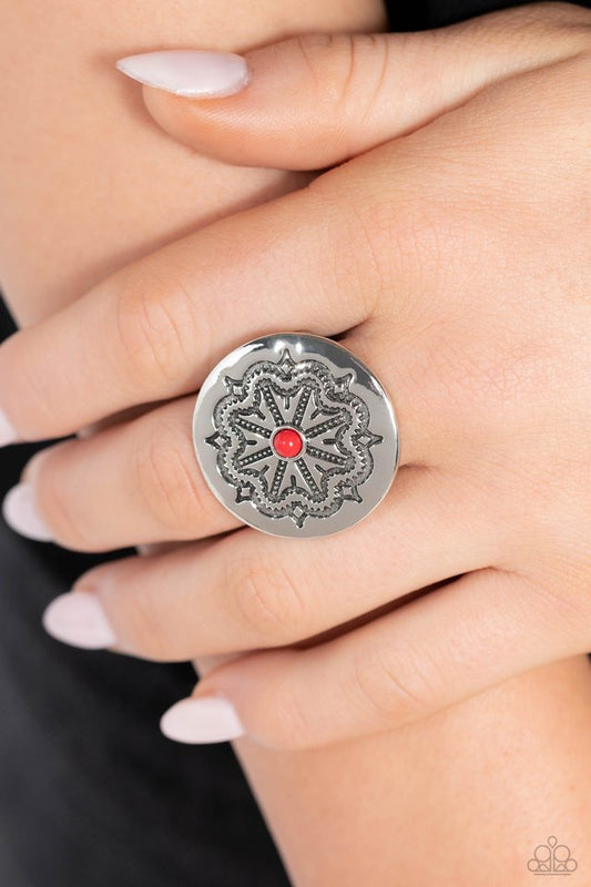 Carved Coachella - Red - Paparazzi Ring Image