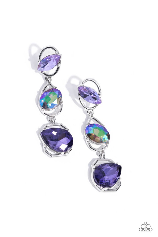 Dimensional Dance - Purple - Paparazzi Earring Image