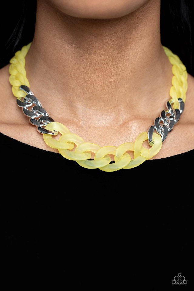 Curb Your Enthusiasm - Yellow - Paparazzi Necklace Image