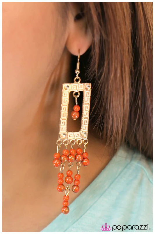 Paparazzi Earring ~ Aztec Attitude - Orange