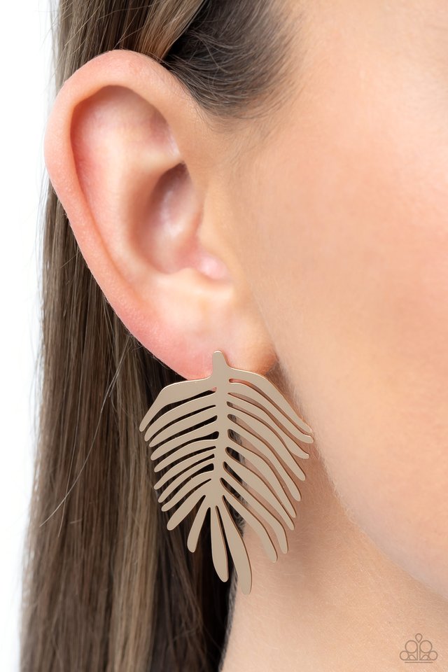 The FROND Row - Gold - Paparazzi Earring Image