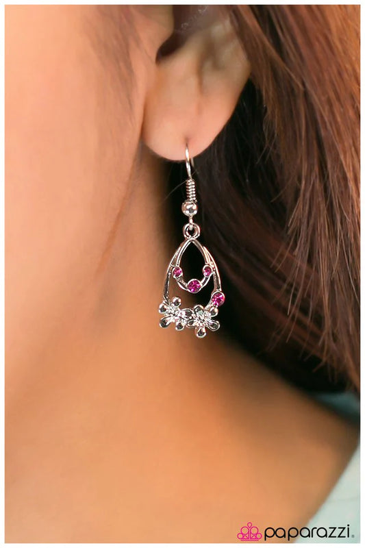 Paparazzi Earring ~ Very Merry - Pink