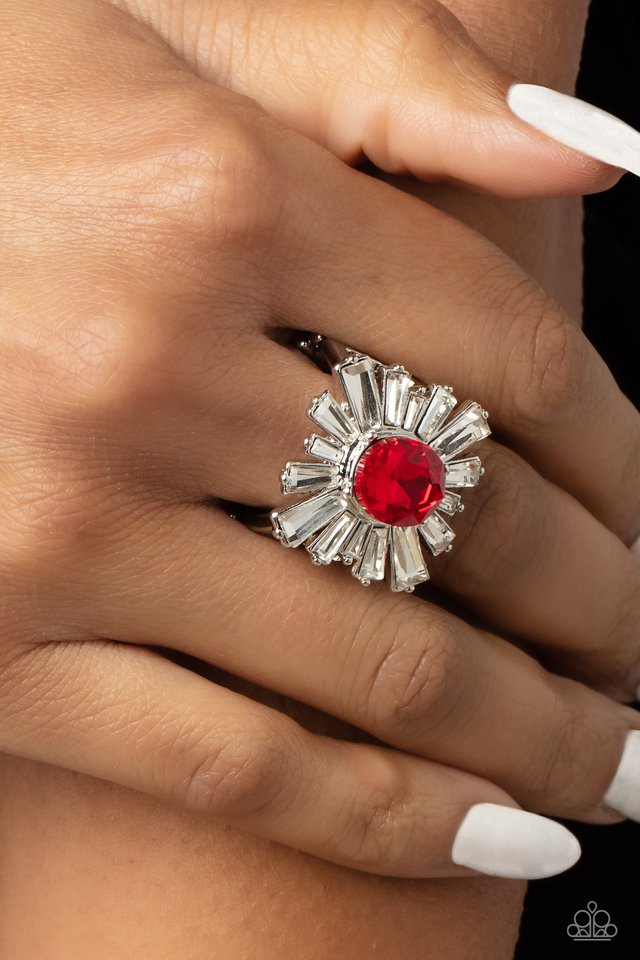 Starburst Season - Red - Paparazzi Ring Image