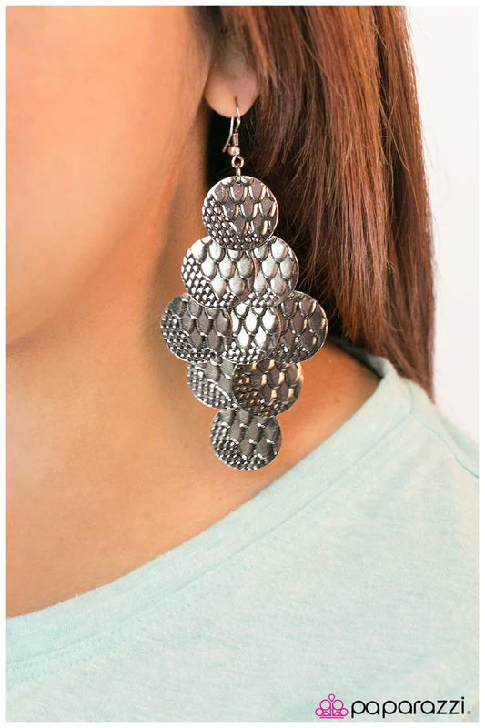 Paparazzi Earring ~ Python - Silver