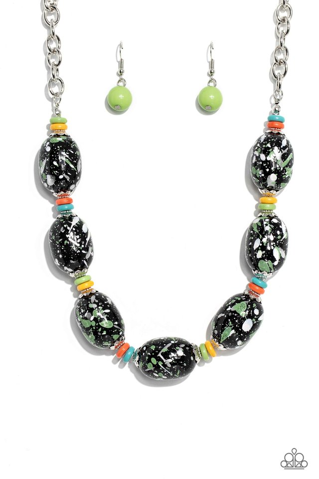 No Laughing SPLATTER - Green - Paparazzi Necklace Image