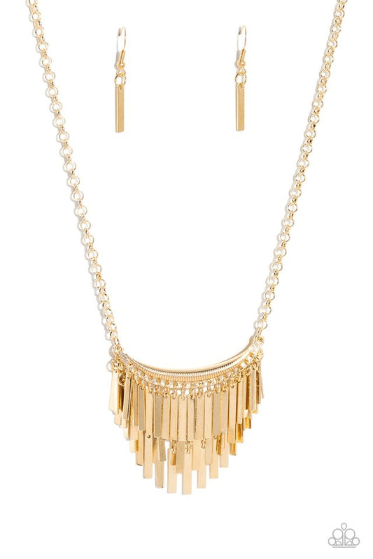 Cue the Chandelier - Gold - Paparazzi Necklace Image