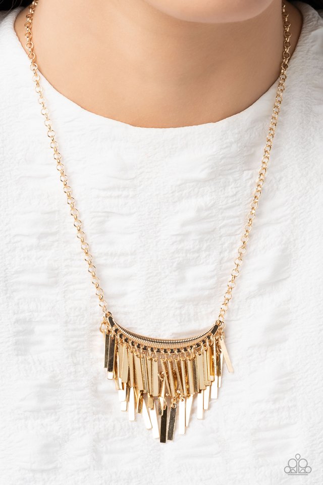 Cue the Chandelier - Gold - Paparazzi Necklace Image