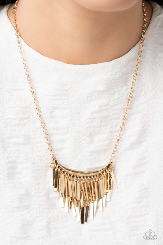 Cue the Chandelier - Gold - Paparazzi Necklace Image