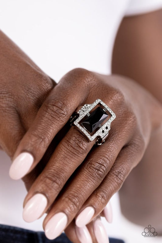 Emerald Elegance - Black - Paparazzi Ring Image