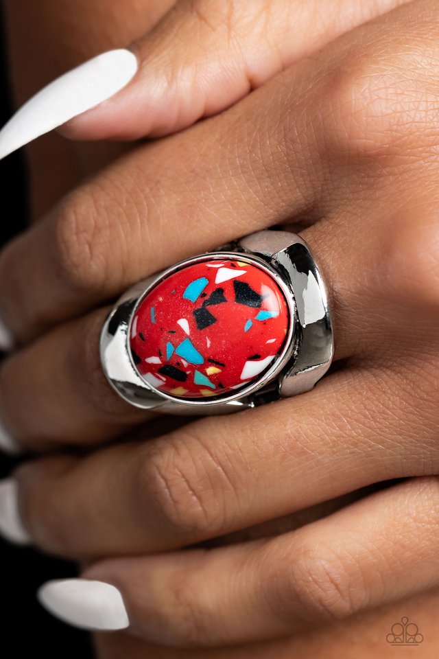 Terrazzo Tribute - Red - Paparazzi Ring Image