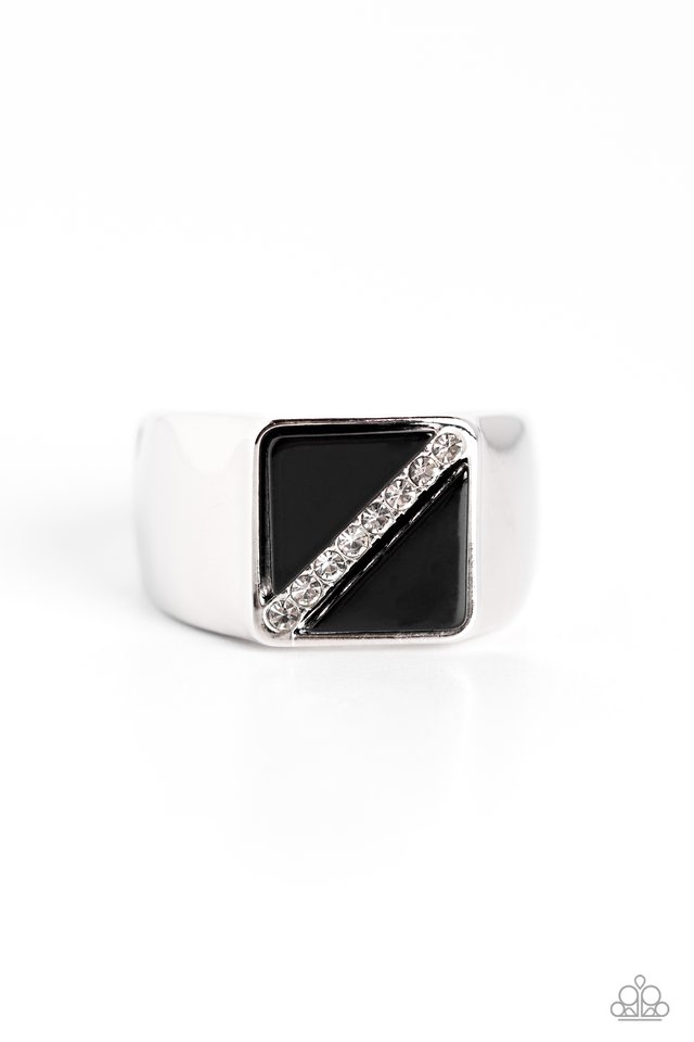 Diagonally Dominant - Black - Paparazzi Ring Image