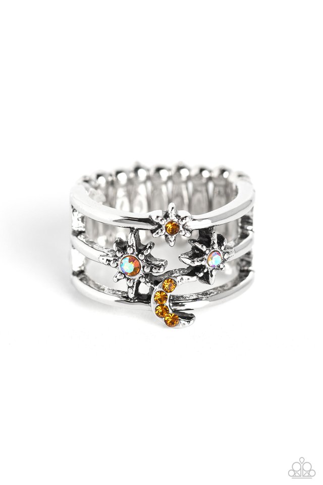 Fly Me To The Stars - Orange - Paparazzi Ring Image