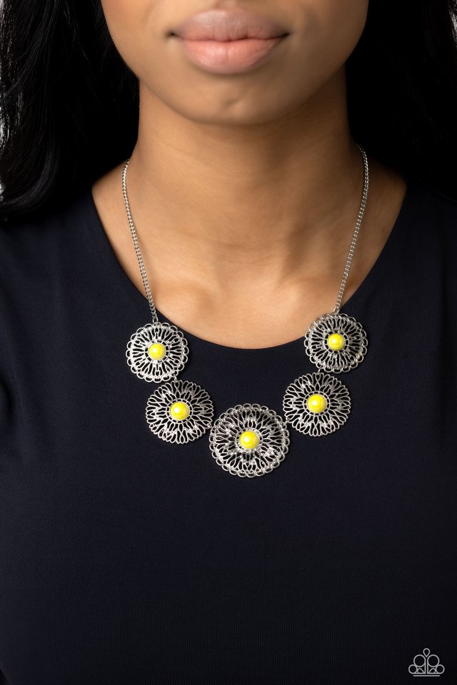 Chrysanthemum Craze - Yellow - Paparazzi Necklace Image