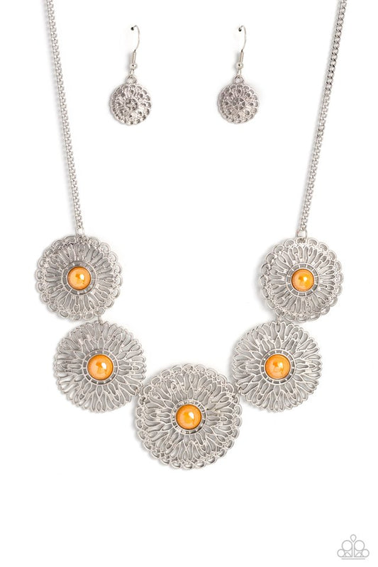Chrysanthemum Craze - Orange - Paparazzi Necklace Image