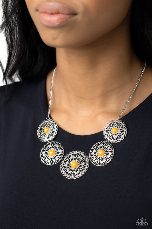Chrysanthemum Craze - Orange - Paparazzi Necklace Image