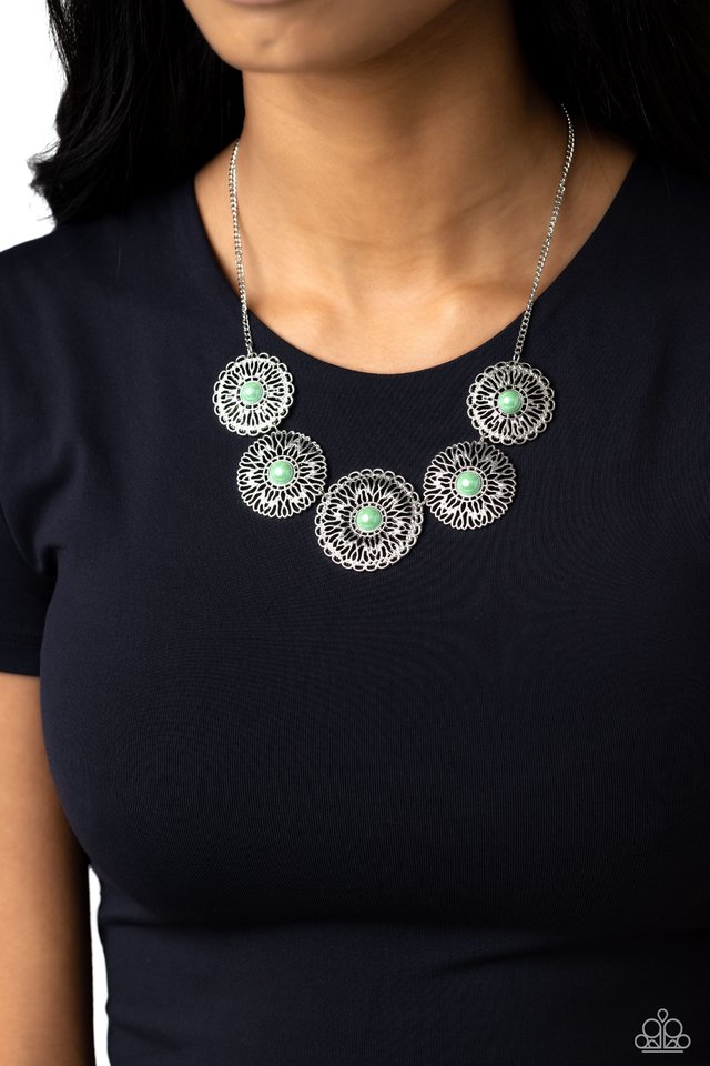 Chrysanthemum Craze - Green - Paparazzi Necklace Image