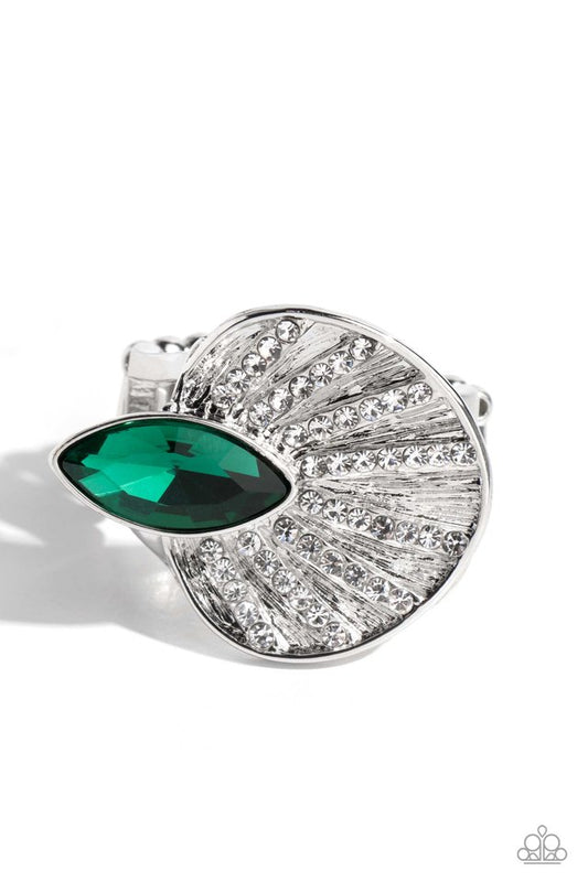 Fan Dance Dazzle - Green - Paparazzi Ring Image